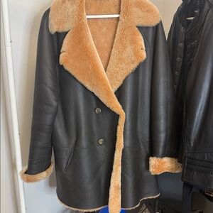 Vintage Chocolate brown Shearling coat